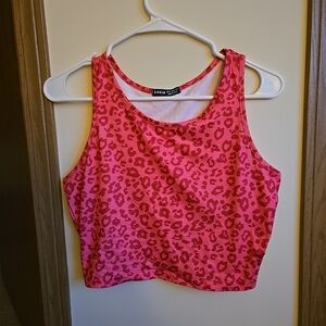 Shein Women's Hot Pink Leopard Print Stretchy Cropped Tank Top Size Medium NWOT!
